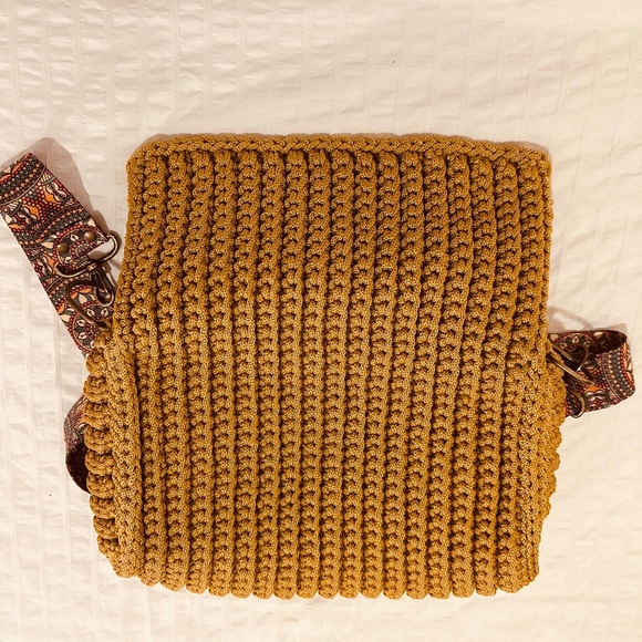 Crossbody Handmade Crochet Woven Khaki Bag NWOT - Picture 13 of 16